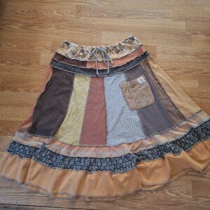 Handmade patchwork midi skirt